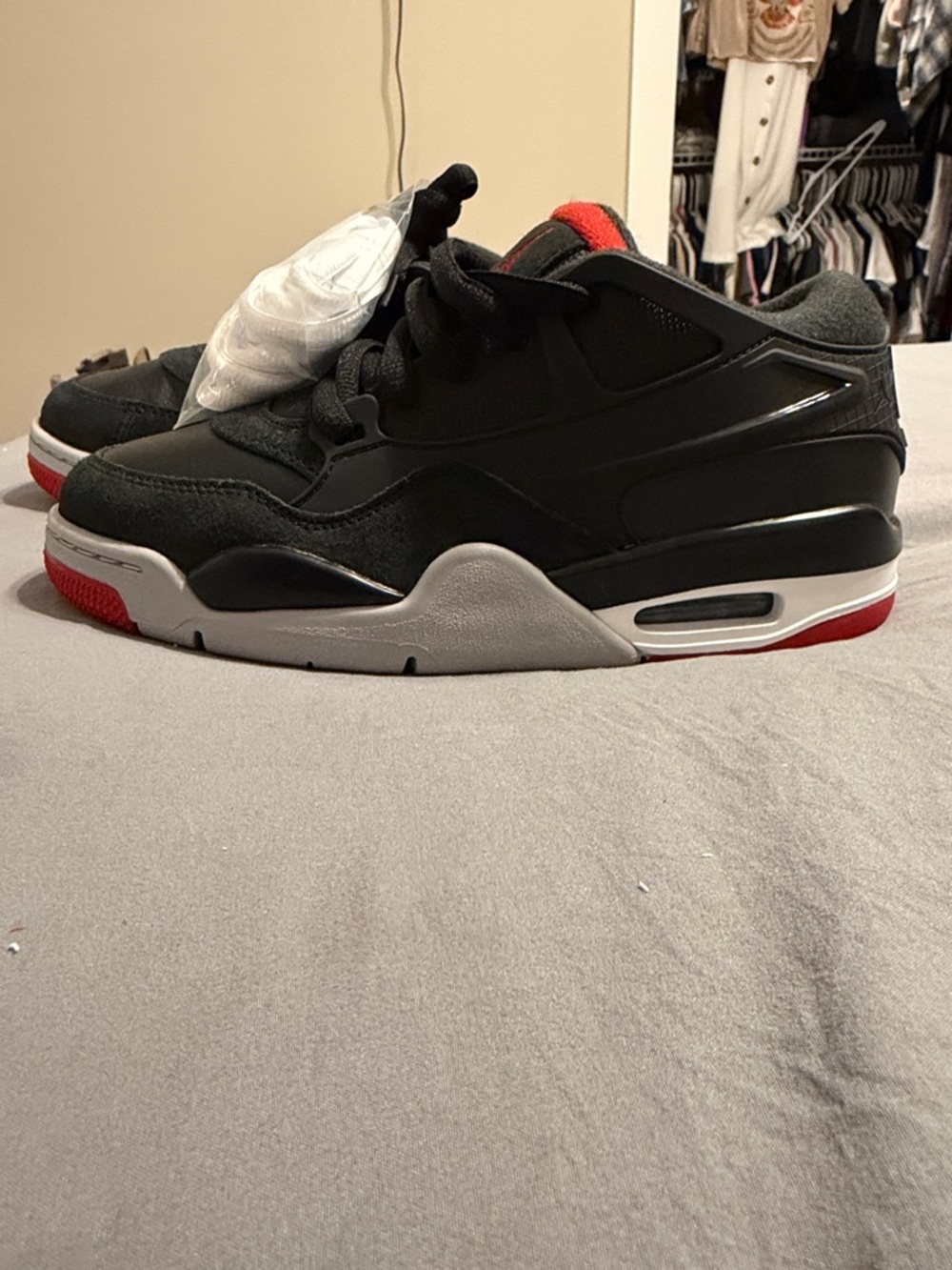 Jordan 4 Bred Low-Top Sneakers- 6Y 7.5W